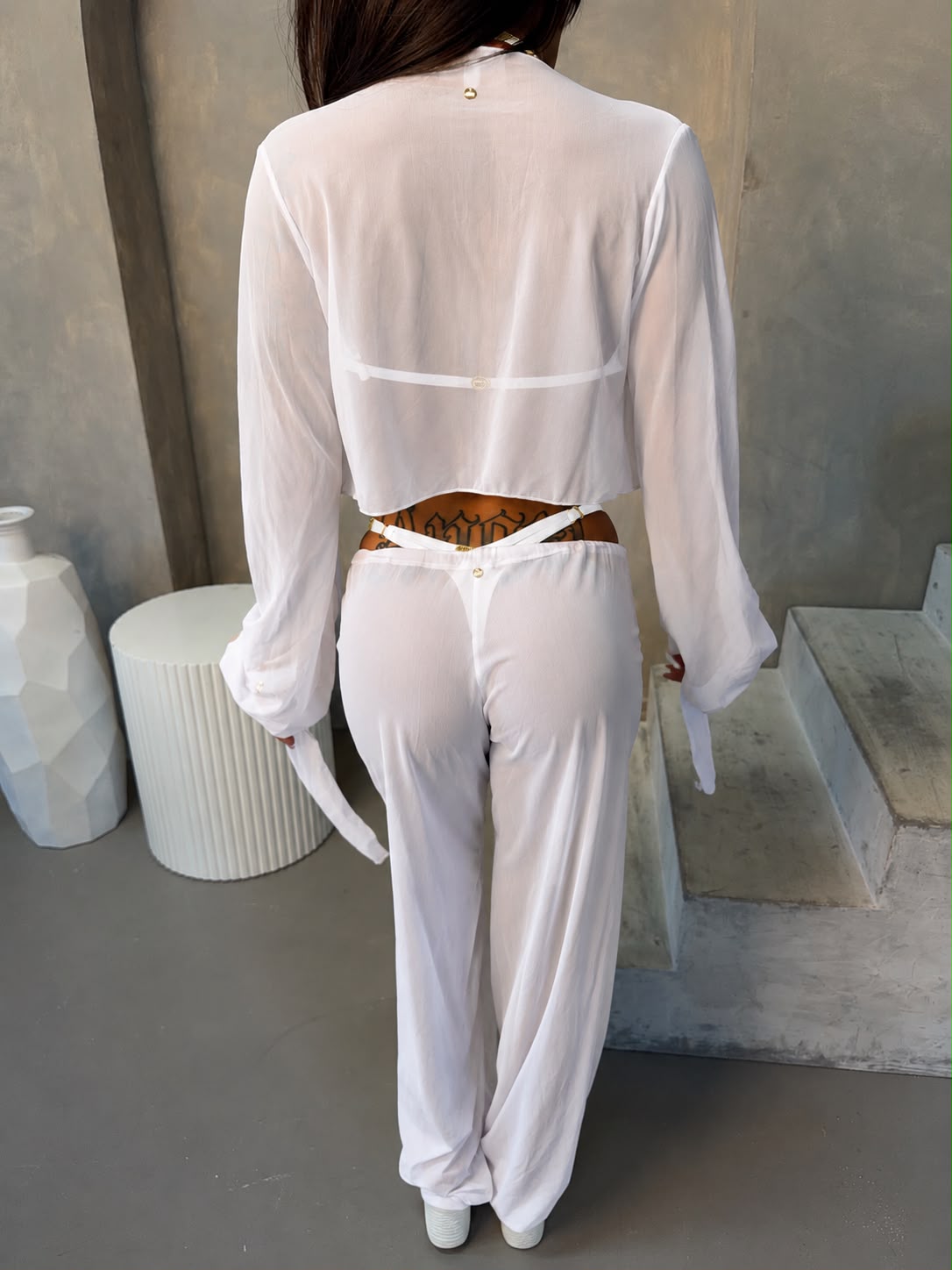 Santorini White Mesh Set